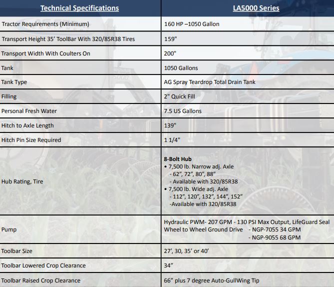 AgSpray LA5000 Specs 20