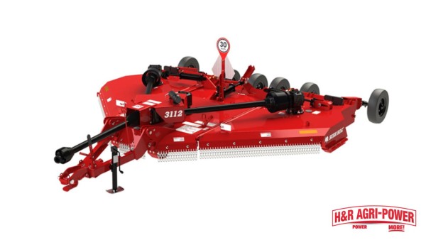 Bush Hog 1812 flex-wing rotary cutter with chain guards for heavy-duty field cutting