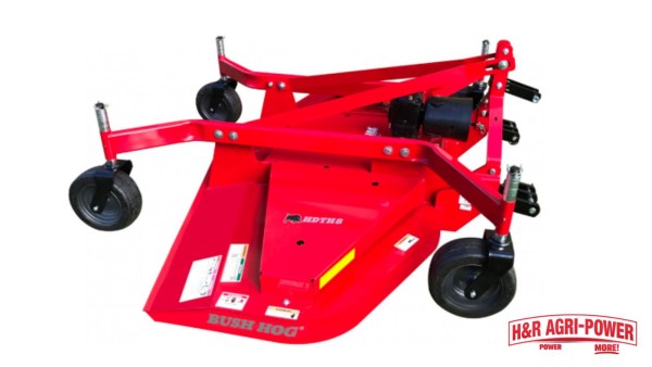 Bush Hog finish mower with wheels and driveline components for tractor implement maintenance