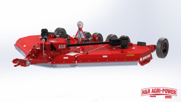 Red Bush Hog flex-wing rotary cutter displayed for proper offseason equipment storage planning