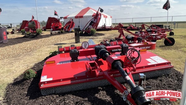 Bush Hog rotary cutters displayed at an equipment lot for ditch and bank mowing applications