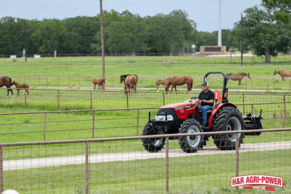 Case IH compact tractor operating on a Kentucky farm near livestock, showcasing efficiency for everyday agricultural tasks
