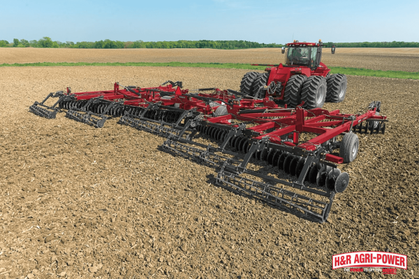Case IH tractor pulling tillage equipment across Indiana farmland, highlighting efficiency and reliability for farmers