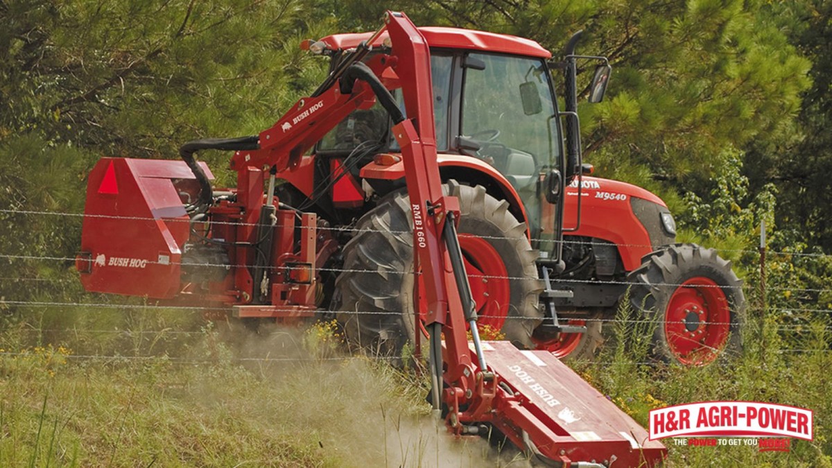 kubota tractor bush hog boom mower fence line