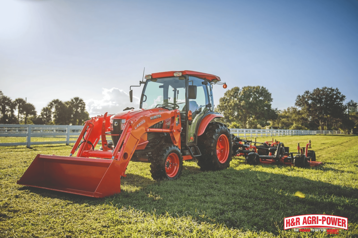 kubota tractor front loader field agriculture