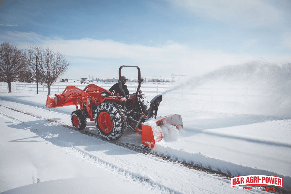kubota tractor snow blower winter snow removal indiana