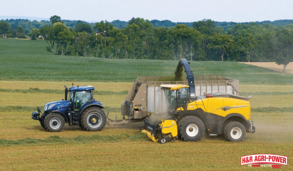 New Holland forage harvester and tractor with specialized attachments improving farming equipment versatility