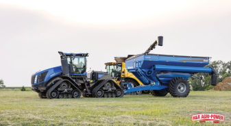 new holland track tractor grain cart large scale farming