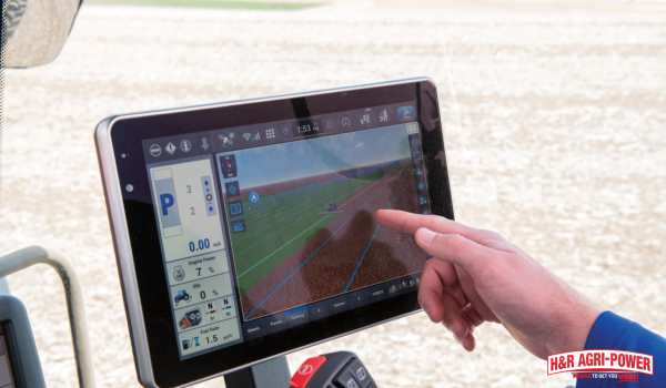 in-cab display showing precision planting system calibration and field mapping for seeder maintenance