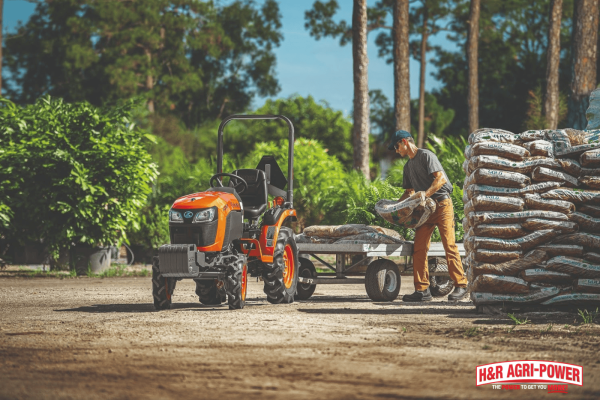 Kubota compact tractor being prepared for seasonal work as part of winter equipment protection in Indiana