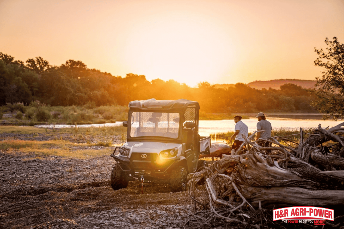 kubota rtv utility vehicle farm work sunset