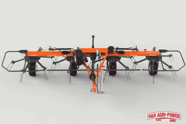 Kubota TE4052T tedder compatible with compact tractors, ideal for small to mid-sized hay operations