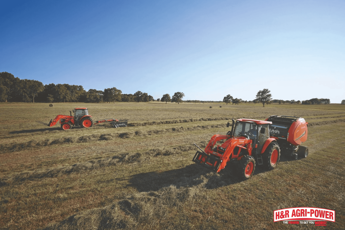 kubota tractor round baler hay field soil management