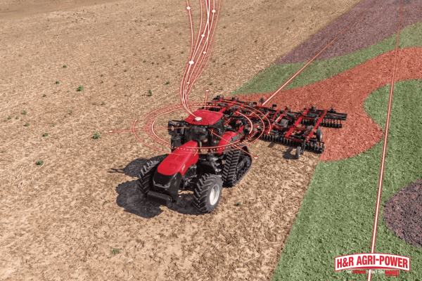 Precision agriculture tractor operating across variable soil zones illustrating data complexity and implementation challenges